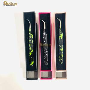 New Style Curved Fiber Tip Eyelash Extension Tweezers Double Tone Powder Coated Stainless Steel - Product Image 5