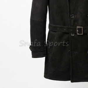 Wholesale <b>Men's</b> <b>Shearling</b> Black Sheepskin Leather <b>Jacket</b> with Fur Collar Classic and Trendy Winter Wear leather <b>Jacket</b> - Product Image 4