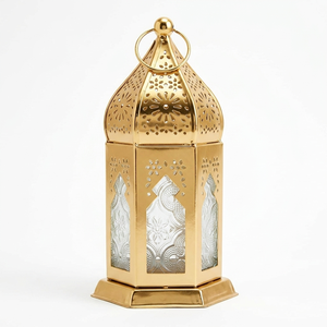 Lanterne à bougie en laiton de style marocain, support métallique pour bougie, lanterne suspendue, décoration d'intérieur, Ramadan, centre de table pour mariage, lumière - Product Image 1