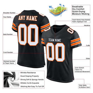 Camiseta de Fútbol Personalizada para Hombre, Talla Grande, Negra, Blanca y Naranja, de Malla, Auténtica, Transpirable, de Poliéster, con Nombre y Número Personalizados - Product Image 2