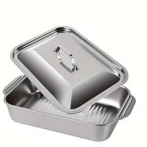 Stainless Steel Serving Tray with Lid Deep Heavy Duty Buffet Hotel Pan, Food Grade Steam <b>Table</b> Pan - Product Image 2