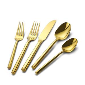 At Factory Rates Gold Cutlery Set Mirror Polished Brass Metal <b>flatware</b> set Modern Cutlery Set - Product Image 5