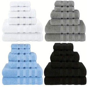 Toalla de Baño de Algodón Tejida de Alta Calidad, Color Sólido Teñido con Hilo, Rayas Finas Blancas y Azules, para Hotel - Product Image 2
