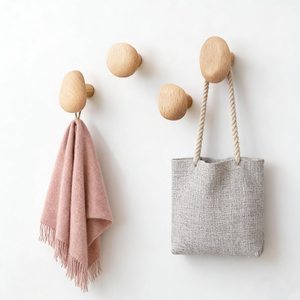 Wood Wall Mounted Hook Decorative Coat Rack <b>Bow</b> Pattern Storage <b>Holder</b> for Home Entryway - Product Image 4