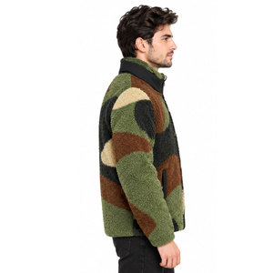 Men's Camouflage <b>Fleece</b> <b>Jacket</b> Stand Collar Zipper <b>Thick</b> Winter Wear Casual Style Sherpa Lining Windproof Regular Fit - Product Image 5