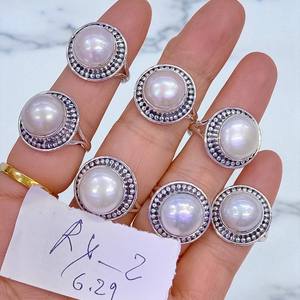 <b>925</b> Sterling <b>Silver</b> Vintage Pearl <b>Rings</b> <b>With</b> Bezel Setting Handmade Gemstone Jewelry Elegant Design For Women Wholesale Export - Product Image 2