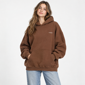 Sweat à capuche ample à épaules tombantes avec poche kangourou en molleton doux pour femme, idéal pour le quotidien – Fabrication sur mesure - Product Image 1