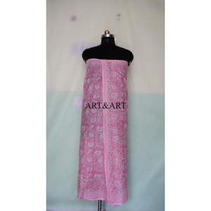 Pareo Indio Hecho a Mano 100% Algodón Orgánico con Estampado Floral Rosa Personalizado, Ropa de Playa de Verano, Cubierta de Baño con Borde Decorativo - Product Image 5