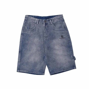 Pantalones Cortos de Mezclilla Retro para Hombre, Negros, Holgados, de Cintura Baja, Lavados, Estilo Hip Hop, de Algodón, para Gimnasio, Casuales, de Verano, Estilo Urbano 2026 - Product Image 1