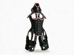 <b>Black</b> Genuine Leather Corset <b>Harness</b> Shapewear High Compression Underbust Body Control Waist Trainer for Women - Product Image 1