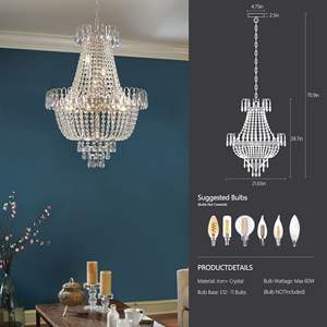 <b>Large</b> Contemporary Luxury Gold Iron Crystal Chandeliers D0100XU4WMY Living Room Dining Room Bedroom Hallway-without <b>Bulb</b> - Product Image 4