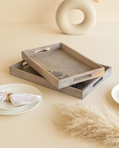 Plateau de service en bois peint à la main pour collations, idéal pour la maison, la cuisine et les restaurants, disponible pour usage domestique et professionnel. - Product Image 3