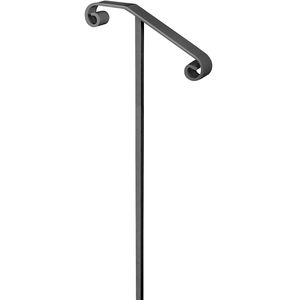 Corrimano singolo in legno con supporto in ferro battuto, piantana lunga per 1-2 gradini, corrimano di sicurezza - Product Image 2