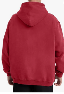 Sweat-shirt à capuche rouge unisexe, couleur unie, décontracté, à manches longues, avec poche avant, pour l'automne - Product Image 6