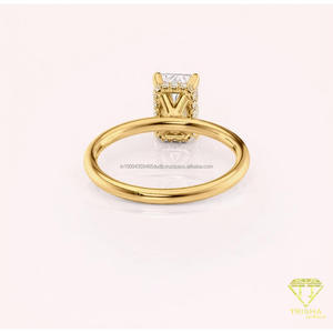 Elegant 925 Sterling Silver Moissanite Diamond Rectangular Cut Ring With Gold Tone Finish For Jewelry Retailers - Product Image 3