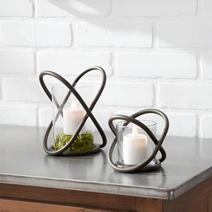 Ensemble de 2 porte-bougies décoratifs écologiques en métal et verre avec un nouveau design noir pour la maison, Noël et les événements de Pâques - Product Image 1