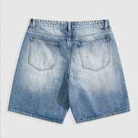 Pantalones Cortos de Mezclilla Personalizados para Hombre, Cintura Media, Corte Recto, Estilo Urbano, Bordado de Diamantes, Transpirables, Ecológicos, 100% Algodón, Lavado Claro