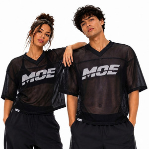 Camiseta de Fútbol Americano Personalizada Unisex Ligera de Malla Transparente, Venta al Por Mayor, Transpirable, Cuello en V, Estilo Hip Hop Urbano Premium - Product Image 1