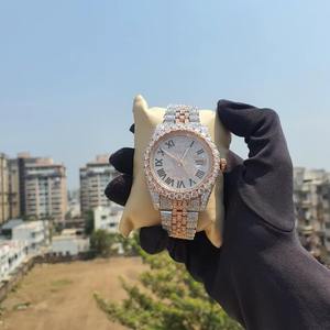 Montre pour homme sertie de diamants, en acier inoxydable bicolore, avec diamants Moissanite VVS1, automatique, montre de luxe - Product Image 2