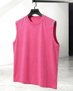 Men's Customized Color Sleeveless Tank Top O-Neck Solid Casual Breathable Quick Dry Spandex Cotton Athletic Summer Wear - Product Image 3