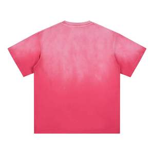 Men's Oversized <b>Pink</b> Solid Color Short Sleeve O-Neck Casual Knitted T-Shirt Regular Fit <b>Plain</b> Dyed Style - Product Image 2