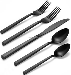 Couverts de luxe en acier inoxydable 304 noir 5 pcs - Product Image 1