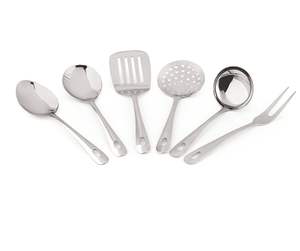 Ensemble d'ustensiles de cuisine en acier inoxydable robuste (6 pièces) Cuillères de cuisine durables, louche, outils de service Lara - Product Image 2