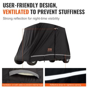 Copertura Completa in Poliestere 600D per Golf Cart a 2+2 Posti, Impermeabile, Resistente al Sole e alla Polvere, Protezione Perfetta per Esterni - Product Image 5