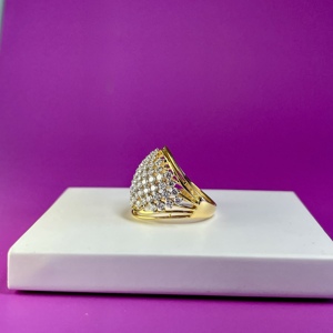 Bague de fiançailles pour femme en or jaune 14 carats avec 49 diamants naturels de 1,092 carats, taille brillant rond, certifiée GGL - Product Image 2