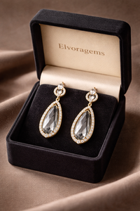 Pendientes de Cuarzo Ahumado con Baño de Oro de 18K para Mujer, ELVORA GEMS, Engaste de Bisel, Joyería de Lujo para Bodas - Product Image 6