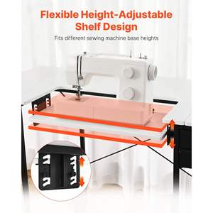 <b>Adjustable</b> Steel <b>Leg</b> Sewing Machine <b>Table</b> Home Furniture Foldable Side Shelf Multipurpose Drawers for Studio Art Educational - Product Image 4