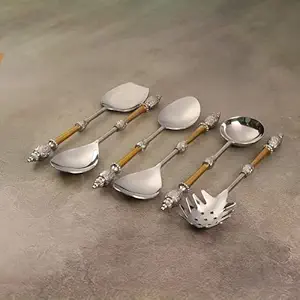 Ensemble d'ustensiles de cuisine de qualité supérieure, manche en métal doré, serveur à salade, outils et gadgets de cuisine, provenant d'un fabricant et exportateur indien - Product Image 2