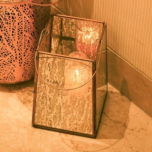 Gold Finish Metal Mercury Glass <b>Lantern</b> <b>Candle</b> Holder Column Shape Home Decoration <b>Candle</b> Holder - Product Image 5