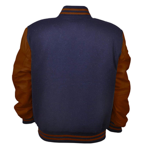 Chaqueta Varsity con Estampado de Lana y Mangas de Cuero Genuino, Estilo Casual, Resistente al Viento, Chaqueta Universitaria para Club o Equipo - Product Image 4