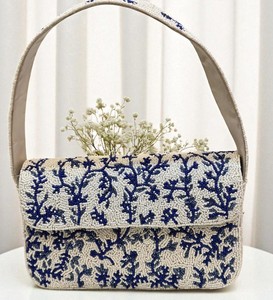 Royal Blue <b>Pearl</b> Beaded Handbag Blue white handbag Elegant beaded purse Luxury shoulder <b>bag</b> Designer <b>pearl</b> clutch Handcrafted - Product Image 1