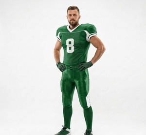 Custom American Football Uniform Men Performance Football Jersey Jogger Pants Sportswear Personalised V-Neck Short Sleeve Top - Product Image 6