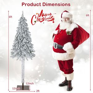 Albero di Natale Sottile a Forma di Matita di 1,8 Metri Pre-Illuminato con Decorazioni Innevate, Prodotto Decorativo Natalizio - Product Image 4