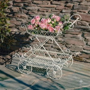 Support à plantes vintage en fer époxyé, 3 niveaux, circulaire, pour extérieur, jardin, décoratif, en métal forgé, porte-fleurs - Product Image 2