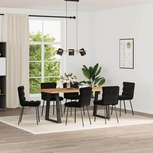 Juego de 6 Sillas de Comedor de Terciopelo Negro, Madera Contrachapada y Metal, Estándar, Elegantes y Duraderas - Product Image 1