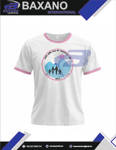 แจ็ค แอนด์ จิล ออฟ อเมริกา ซอร์โรริตี้เสื้อยืดพิมพ์ลายสีขาวและสีชมพูคอปกตัดกันผ้าฝ้าย 100% สไตล์สตรีทเสื้อยืด JAJOA Sorority - Product Image 4