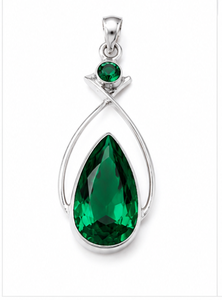 Pendentif en argent sterling en forme de goutte d'eau en quartz émeraude, bijoux en pierres précieuses faits à la main, cadeau élégant pour elle - Product Image 2