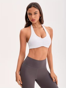 Backless High Support Sports Bra Women Front Logo Eco-Friendly Seamless Gym Wear Halterneck Exercise Clothing Private Label - Product Image 1