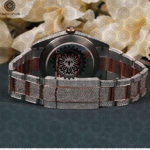Charm Jewells Montre de luxe pour femme avec diamants, analogique, à quartz, boîtier rond, bracelet en acier inoxydable, fermoir pliant, 38 mm - Product Image 4