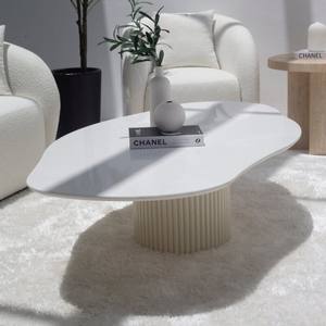 Table basse irrégulière en quartz blanc Vandana Zenova Astra avec options de couleur double base - Product Image 5