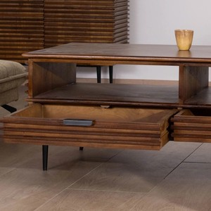 Vandana <b>Silver</b> Space-style <b>coffee</b> <b>table</b> in teak and mango wood - Product Image 3