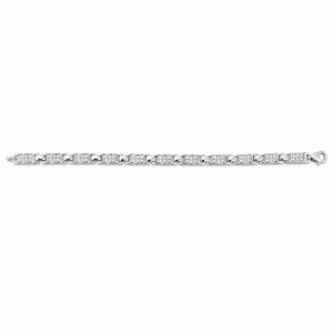 925 Sterling Silver Geometric Link <b>Anklet</b> with Cubic Zirconia High Polish Modern Chain Style Fine Jewelry for Women Daily Wear P - Product Image 5