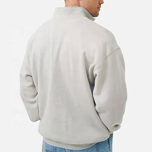 Sweat-shirt oversize pour homme à col montant zippé, couleur unie, en molleton, manches classiques, style Normcore, automne - Product Image 6