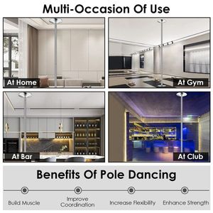Palo da Pole Dance Girevole 45mm, Attrezzatura per Ginnastica Statica, Altezza Regolabile 88-108.1in, Capacità di Carico 551LBS, Accessorio - Product Image 4