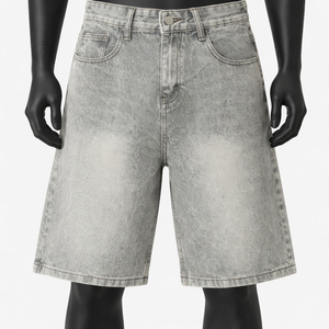 Pantalones Cortos de Mezclilla Lavada Premium para Hombre, Estilo Casual Oversize, Ropa de Marca Privada - Product Image 1