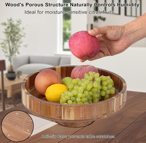 Multifunctional Large Acacia Wooden Bowl Wooden Food Container Wooden Salad Bowl for Home Kitchen - Product Image 3